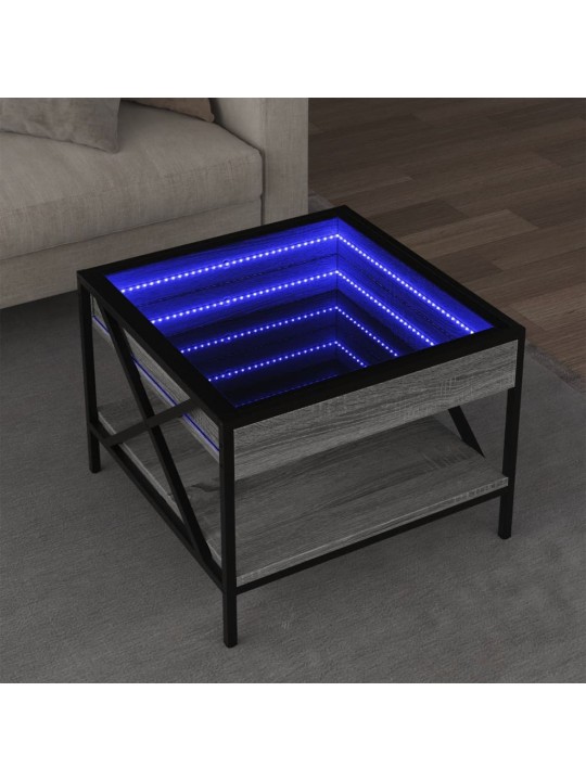 Konferenční stolek s Infinity LED šedý sonoma 50 x 50 x 38 cm