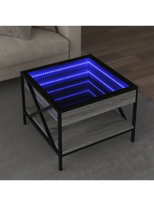 Konferenční stolek s Infinity LED šedý sonoma 50 x 50 x 38 cm