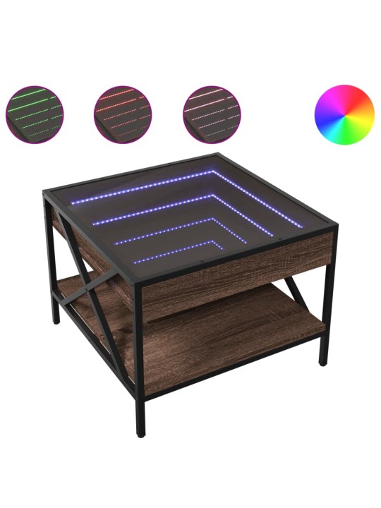 Konferenční stolek s Infinity LED hnědý dub 50 x 50 x 38 cm