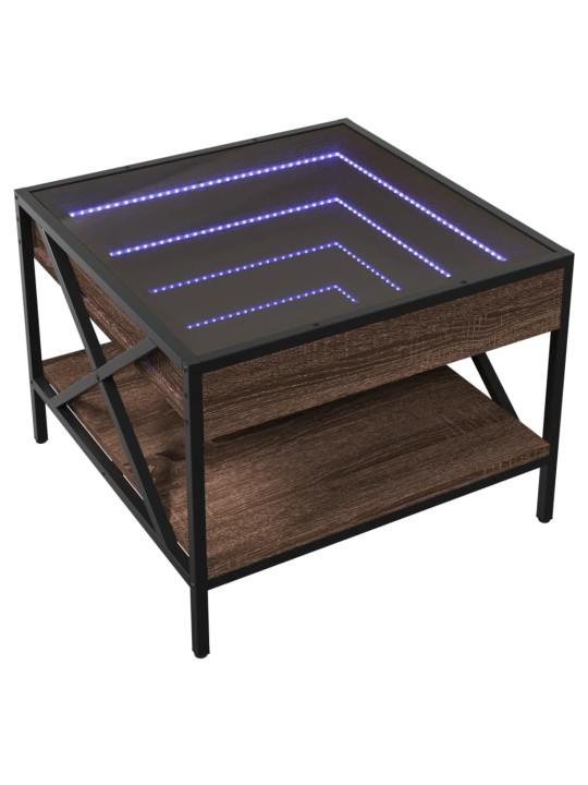 Konferenční stolek s Infinity LED hnědý dub 50 x 50 x 38 cm