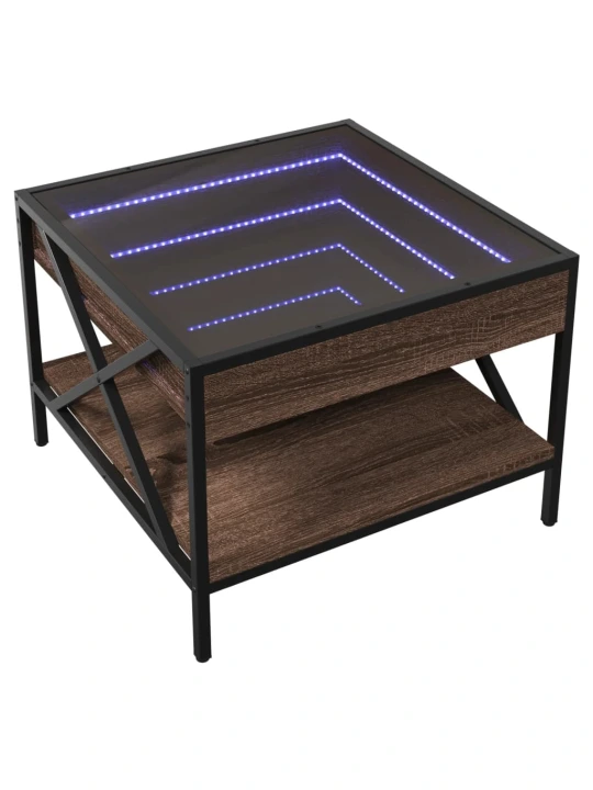 Konferenční stolek s Infinity LED hnědý dub 50 x 50 x 38 cm