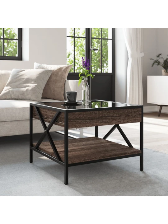 Konferenční stolek s Infinity LED hnědý dub 50 x 50 x 38 cm