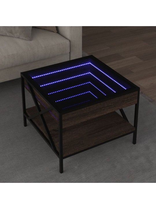 Konferenční stolek s Infinity LED hnědý dub 50 x 50 x 38 cm