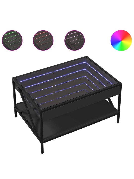 Konferenční stolek s Infinity LED černý 70 x 50 x 38 cm
