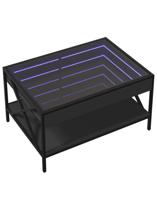 Konferenční stolek s Infinity LED černý 70 x 50 x 38 cm