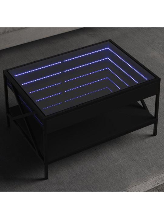 Konferenční stolek s Infinity LED černý 70 x 50 x 38 cm