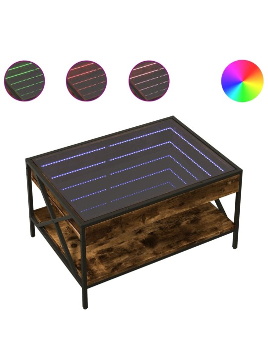 Konferenční stolek s Infinity LED kouřový dub 70 x 50 x 38 cm