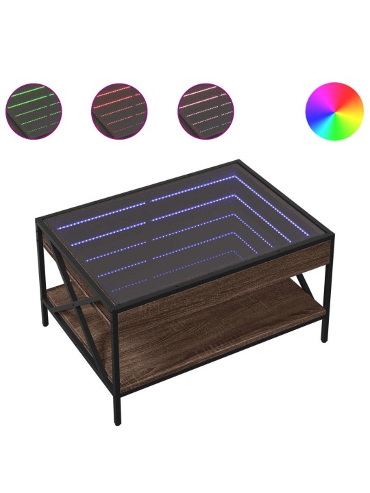 Konferenční stolek s Infinity LED hnědý dub 70 x 50 x 38 cm