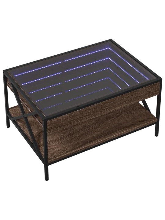 Konferenční stolek s Infinity LED hnědý dub 70 x 50 x 38 cm