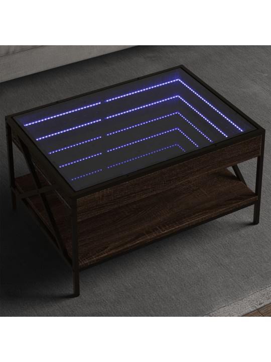 Konferenční stolek s Infinity LED hnědý dub 70 x 50 x 38 cm