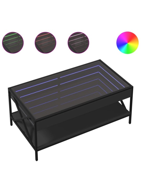 Konferenční stolek s Infinity LED černý 90 x 50 x 38 cm