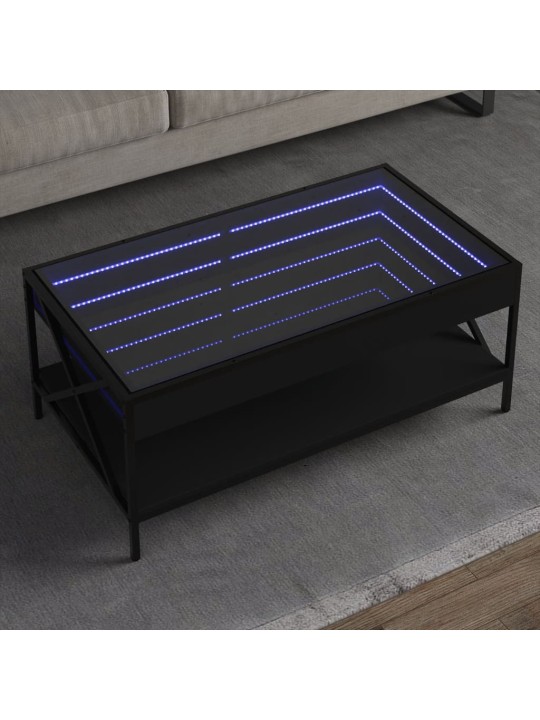 Konferenční stolek s Infinity LED černý 90 x 50 x 38 cm