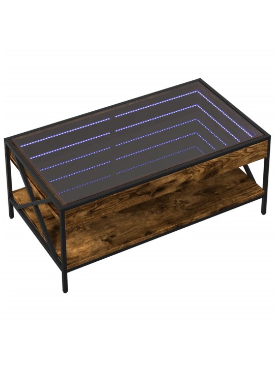 Konferenční stolek s Infinity LED kouřový dub 90 x 50 x 38 cm