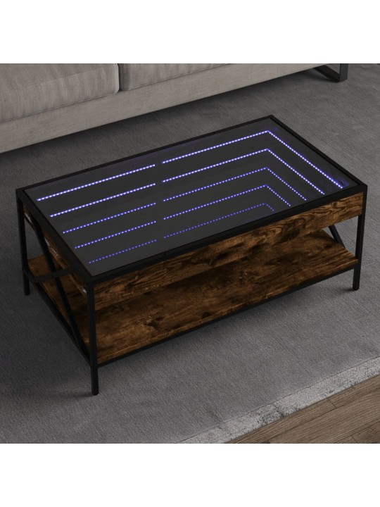 Konferenční stolek s Infinity LED kouřový dub 90 x 50 x 38 cm