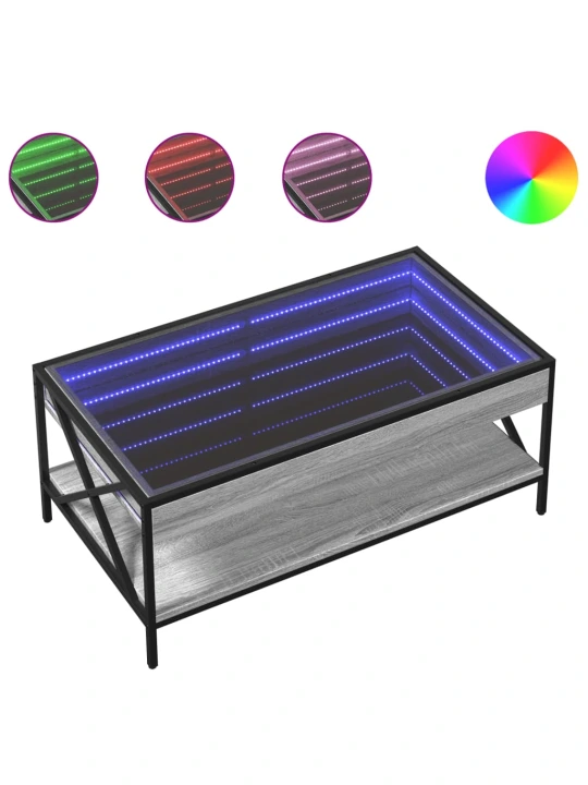 Konferenční stolek s Infinity LED šedý sonoma 90 x 50 x 38 cm