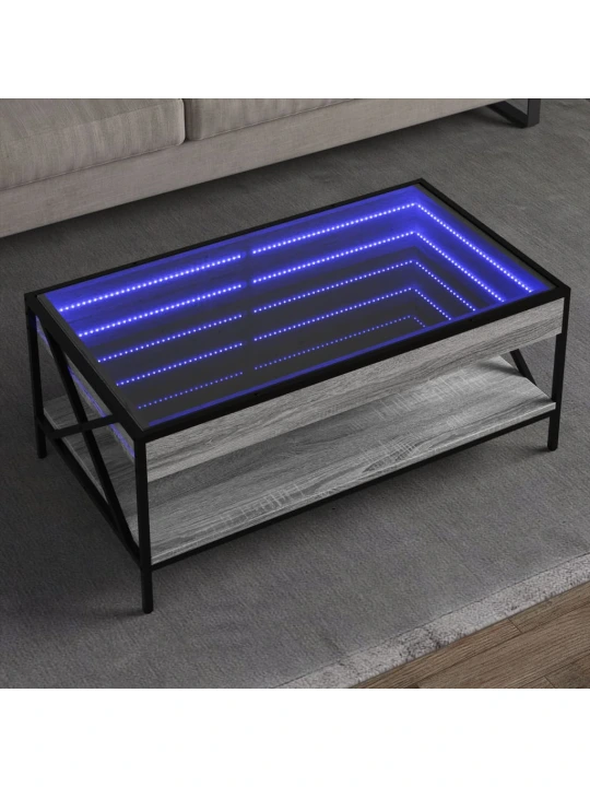 Konferenční stolek s Infinity LED šedý sonoma 90 x 50 x 38 cm