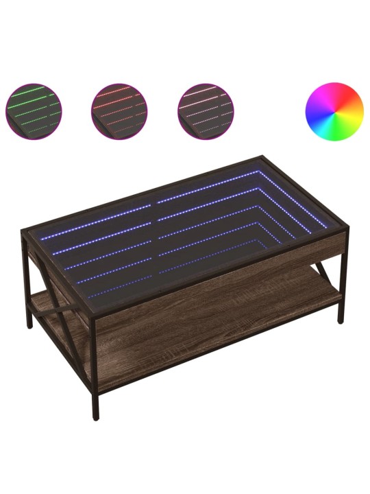 Konferenční stolek s Infinity LED hnědý dub 90 x 50 x 38 cm