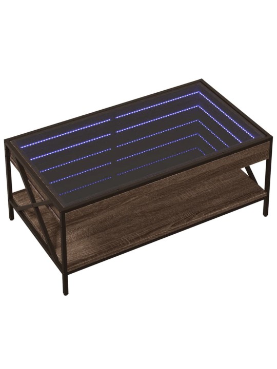Konferenční stolek s Infinity LED hnědý dub 90 x 50 x 38 cm