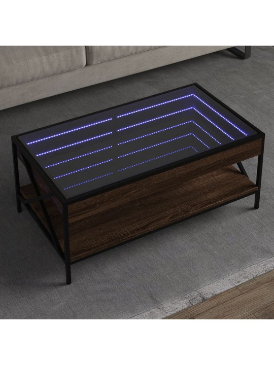 Konferenční stolek s Infinity LED hnědý dub 90 x 50 x 38 cm