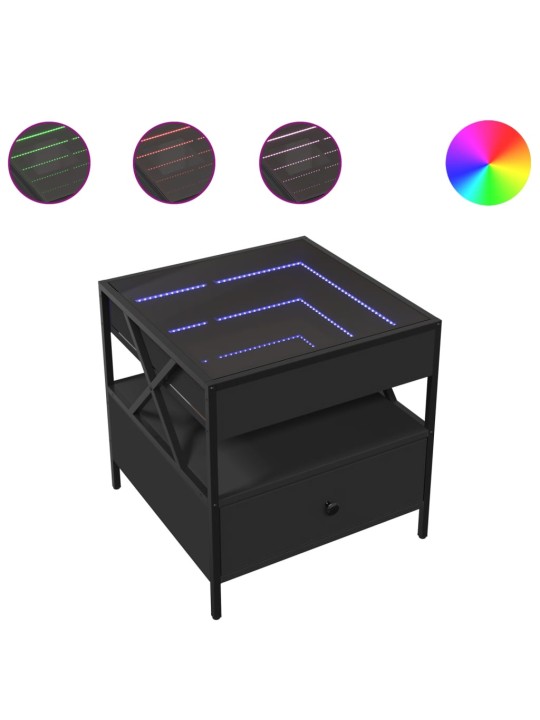 Konferenční stolek s Infinity LED černý 50 x 50 x 51 cm