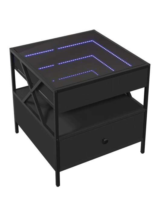 Konferenční stolek s Infinity LED černý 50 x 50 x 51 cm
