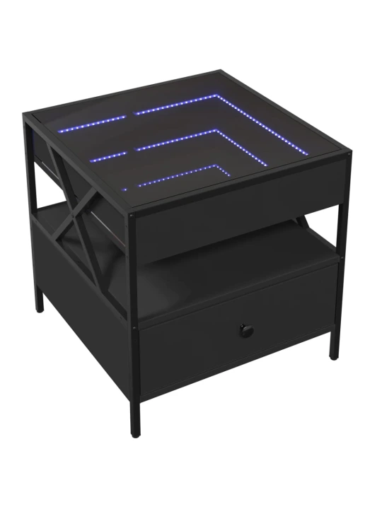 Konferenční stolek s Infinity LED černý 50 x 50 x 51 cm