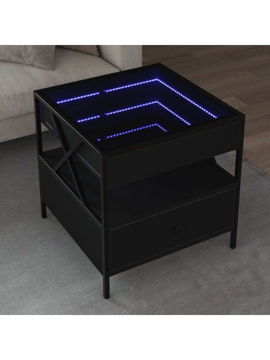 Konferenční stolek s Infinity LED černý 50 x 50 x 51 cm