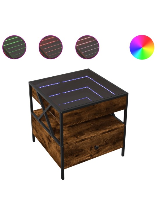 Konferenční stolek s Infinity LED kouřový dub 50 x 50 x 51 cm