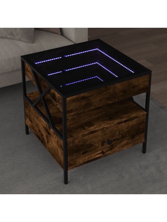 Konferenční stolek s Infinity LED kouřový dub 50 x 50 x 51 cm