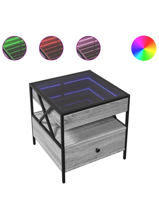 Konferenční stolek s Infinity LED šedý sonoma 50 x 50 x 51 cm