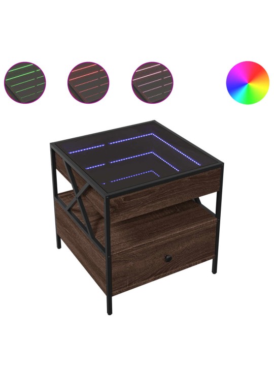 Konferenční stolek s Infinity LED hnědý dub 50 x 50 x 51 cm
