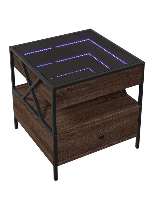 Konferenční stolek s Infinity LED hnědý dub 50 x 50 x 51 cm