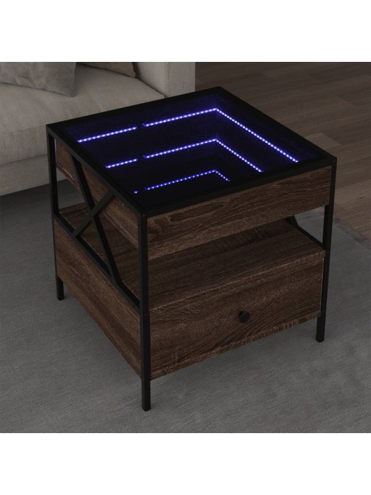 Konferenční stolek s Infinity LED hnědý dub 50 x 50 x 51 cm