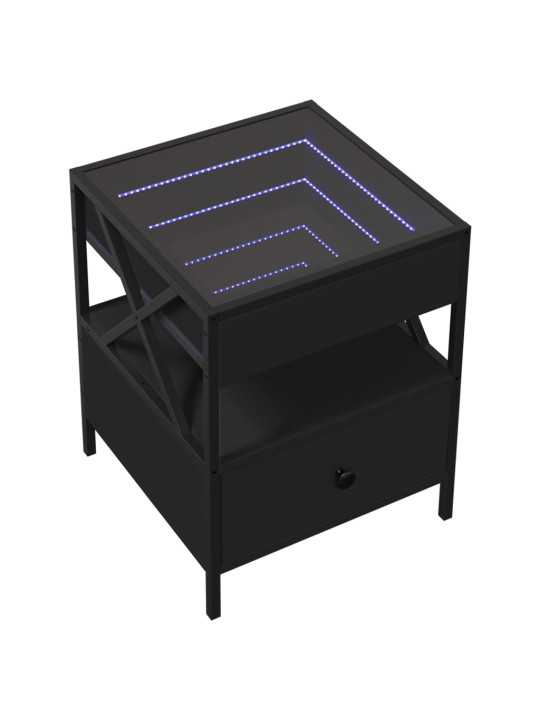 Noční stolek s Infinity LED černý 40 x 40 x 51 cm