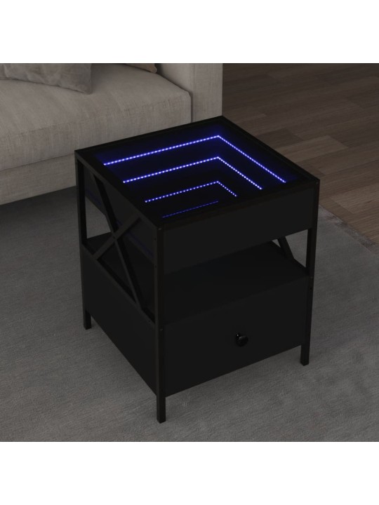 Noční stolek s Infinity LED černý 40 x 40 x 51 cm
