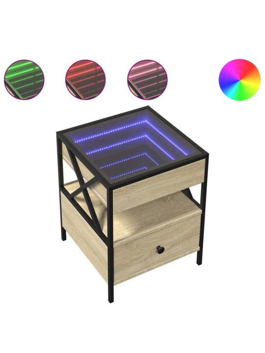Konferenční stolek s Infinity LED dub sonoma 40 x 40 x 51 cm