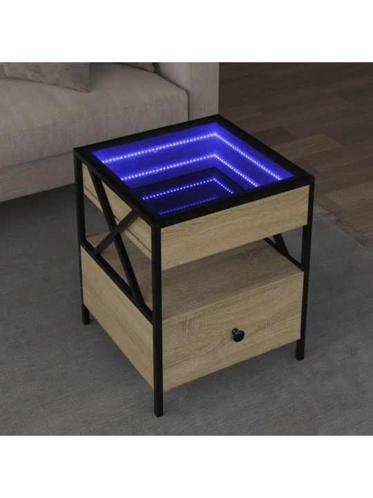 Konferenční stolek s Infinity LED dub sonoma 40 x 40 x 51 cm