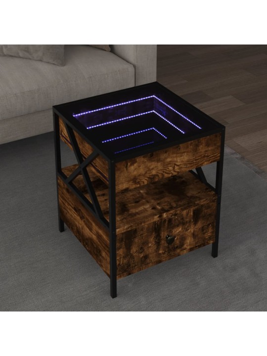 Konferenční stolek s Infinity LED kouřový dub 40 x 40 x 51 cm