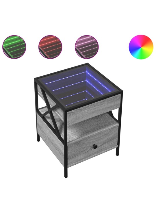 Konferenční stolek s Infinity LED šedý sonoma 40 x 40 x 51 cm