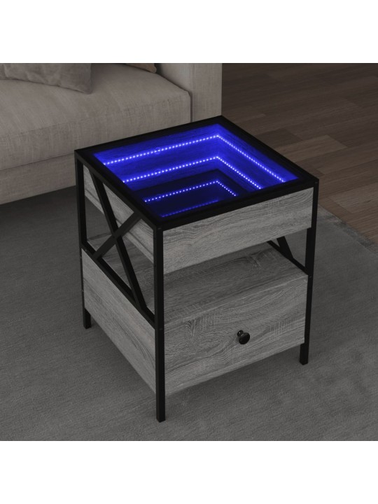Konferenční stolek s Infinity LED šedý sonoma 40 x 40 x 51 cm