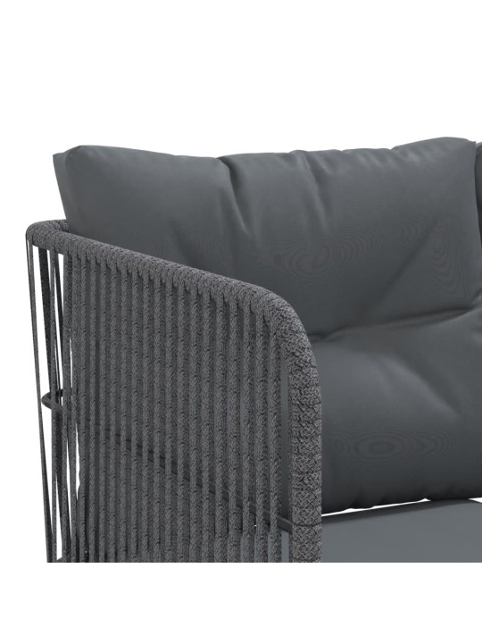 Zahradní sedací souprava s poduškami černá ocel a textilen