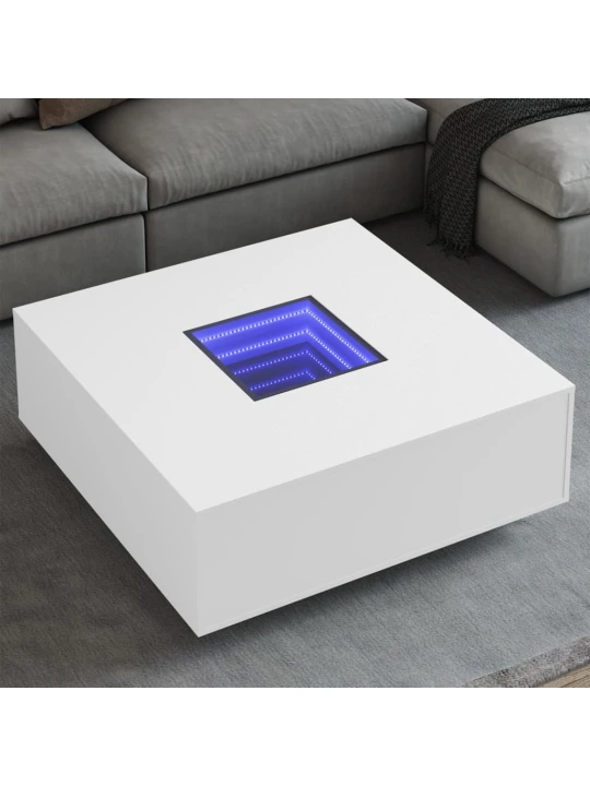 Konferenční stolek s Infinity LED bílý 100 x 100 x 40 cm