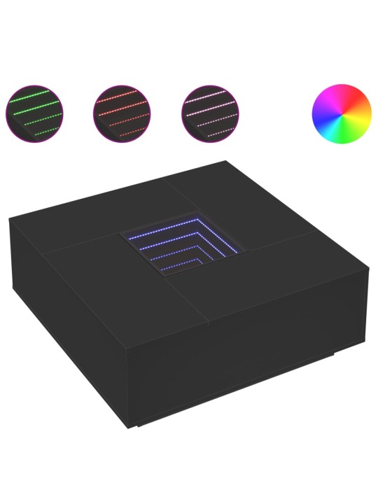 Konferenční stolek s Infinity LED černý 100 x 100 x 40 cm