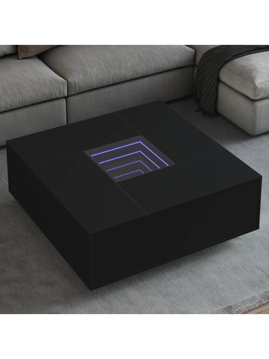 Konferenční stolek s Infinity LED černý 100 x 100 x 40 cm