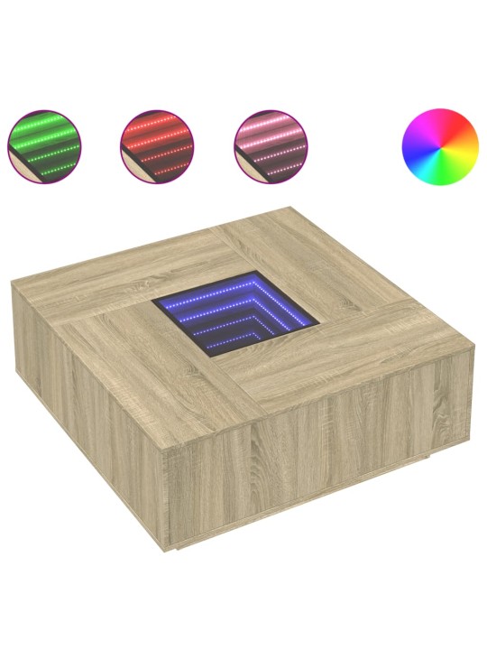 Konferenční stolek s Infinity LED dub sonoma 100 x 100 x 40 cm