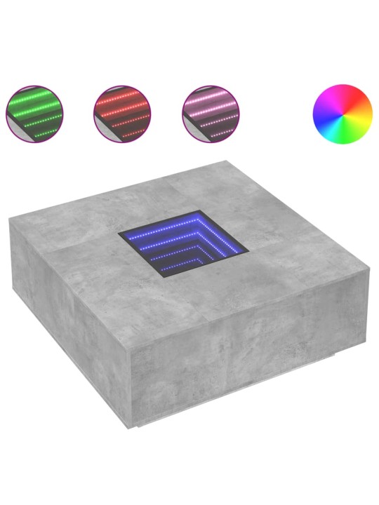 Konferenční stolek s Infinity LED betonově šedý 100x100x40 cm