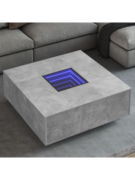 Konferenční stolek s Infinity LED betonově šedý 100x100x40 cm