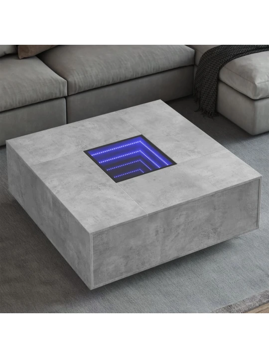 Konferenční stolek s Infinity LED betonově šedý 100x100x40 cm
