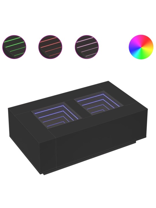 Konferenční stolek s Infinity LED černý 116 x 69 x 40 cm