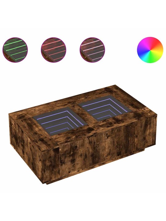 Konferenční stolek s infinity led kouřový dub 116 x 69 x 40 cm
